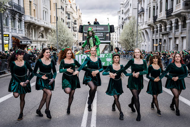 Great St. Patricks Day parade in Madrid Several people march during the St. Patricks Day parade, March 14, 2026, in Madrid Spain The parade brought together more than 40 bands and hundreds of musicians and dancers who marched along the Gran Via in Madrid to celebrate St. Patricks Day, staining the capital green 14 MARCH 2026 FIESTA Diego Radamé Madrid Madrid Spain  Copyright: xDiegoxRadamÃ sx 7366472