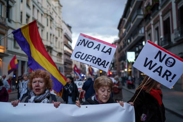 Demonstration against NATO in Madrid Demonstrators with banners with the slogan No war during the demonstration organized by movements against NATO, on March 14, 2026, in Madrid Spain The march has been called in the framework of the 40th anniversary of the referendum for the permanence of Spain in the Atlantic Alliance MARCH 14, 2026 DEMONSTRATION Madrid Madrid Madrid Spain  Copyright: xMatiasxChiofalox 7366514