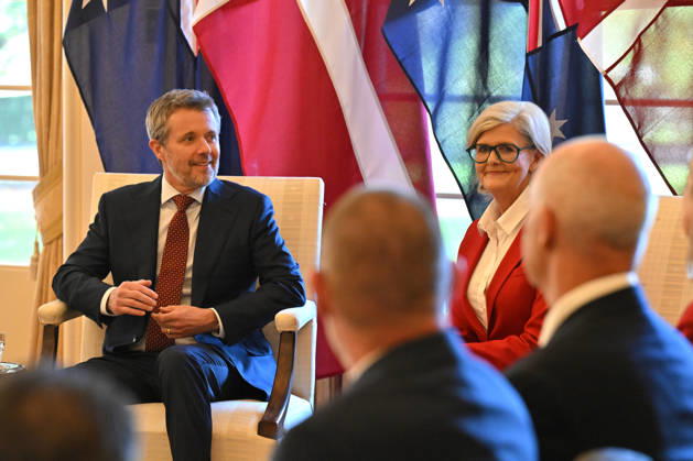 DENMARK ROYALS AUSTRALIA VISIT, Denmark s King Federik X and Australia™s Governor-General Sam Mostyn during a Ceremonial Welcome at Government House in Canberra, Sunday, March 15, 2026. ( NO ARCHIVING CANBERRA AUSTRALIAN CAPITAL TERRITORY AUSTRALIA Copyright: xMICKxTSIKASx 20260315123310242049