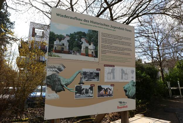 15.03.2026, xcex, GER, Hamburg, Stellingen, Zoo, Kultur, Tiere, Fruehlingserwachen im Tierpark Hagenbeck, Baustelle am historischen Jugendstil-Tor, Eingangstor, Wiederaufbau, Wahrzeichen, Symbolbild