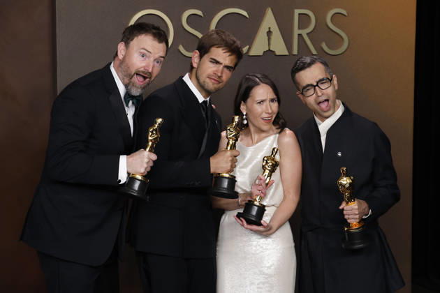 March 15, 2026, Hollywood, California, USA: (L-R) Jack Piatt, Sam A. Davis, Natalie Musteata and Alexandre Singh in the press room of the 98th Annual Academy Awards on Sunday March 15, 2026 at the Dolby Theater in Hollywood, California. BURT HARRIS BNS PI Hollywood USA - ZUMAp124 20260315_zaa_p124_284 Copyright: xBurtxHarrisx