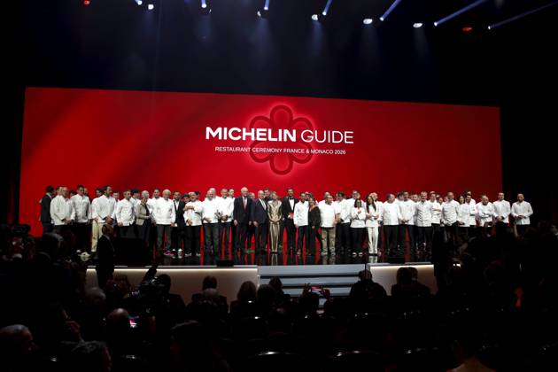 CEREMONIE GUIDE MICHELIN PHOTOPQR NICE MATIN Jean François Ottonello Monaco 16 03 2026 NO TABLOIDS CEREMONIE GUIDE MICHELIN France et Monaco au Grimaldi Forum de Monaco le prince Albert II et la princesse Charlene avec les chefs etoiles the 2026 Michelin Guide award winners ceremony in Monaco on March 16, 2026 Prince s Albert II of Monaco and Princess Charlene De Monaco Monaco France  Copyright: xPHOTOPQR NICExMATIN MAXPPPxJeanxFrançoisxOttonellox 20260316NIM5409 20260316NIM5409