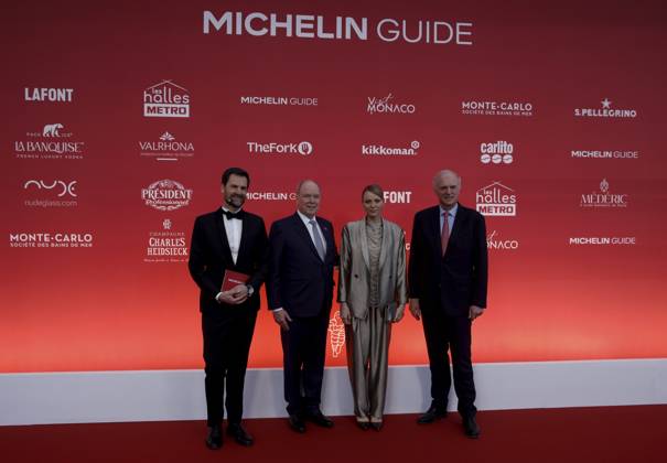 CEREMONIE GUIDE MICHELIN PHOTOPQR NICE MATIN Jean François Ottonello Monaco 16 03 2026 NO TABLOIDS CEREMONIE GUIDE MICHELIN 2026 France et Monaco au Grimaldi Forum de Monaco le prince Albert II, la princesse Charlene avec Gwendal Poullennec Directeur du Guide Michelin et Florent Menegaux, president de Michelin the 2026 Michelin Guide award winners ceremony in Monaco on March 16, 2026 International Director of The Michelin Guides Gwendal Poullennec, Prince s Albert II of Monaco, Princess Charlene De Monaco and the director of Michelin Group Florent Menegaux Monaco France  Copyright: xPHOTOPQR NICExMATIN MAXPPPxJeanxFrançoisxOttonellox 20260316NIM5461 20260316NIM5461