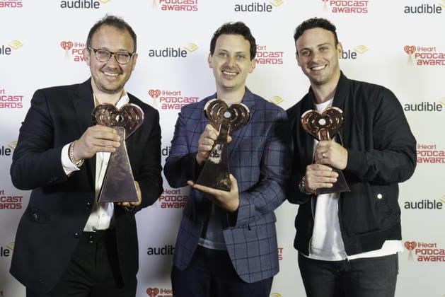 March 16, 2026: Austin, Texas. 2026 IHeartPodcast Awards, winners pose with their awards. Ben, Brett & Jordan Meiselas for Best News, The Meidas Touch Podcast. - ZUMAda1_ 20260316_zap_da1_075 Copyright: xSandraxDahdahx