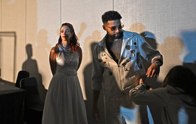 March 22, 2026, Mumbai, Maharashtra, India: Bollywood actress Kalki Koechlin (L) is seen with actor Siddhant Chaturvedi (R) backstage before they go on the runway on the last day of Lakme Fashion Week (LFW) in Mumbai. Mumbai India - ZUMAs197 20260322_aaa_s197_404 Copyright: xAshishxVaishnavx