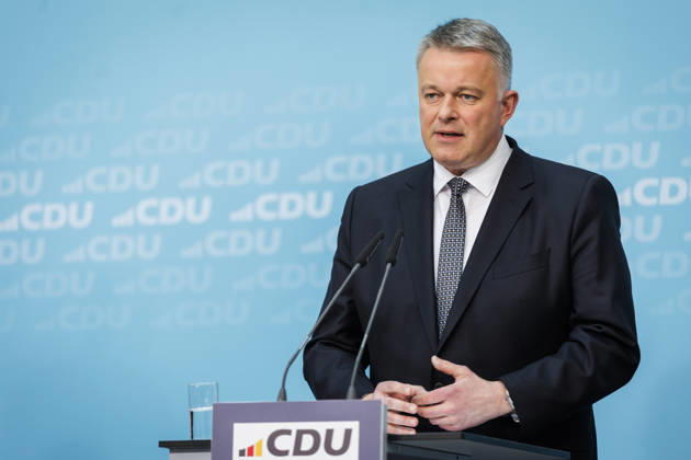 Gordon Schnieder (MdL), Landesvorsitzender und Spitzenkandidat der CDU Rheinland-Pfalz, aufgenommen waehrend einer Pressekonferenz im Konrad-Adenauer-Haus in Berlin, 23.03.2026. Berlin Deutschland Copyright: xAmreixSchulzx