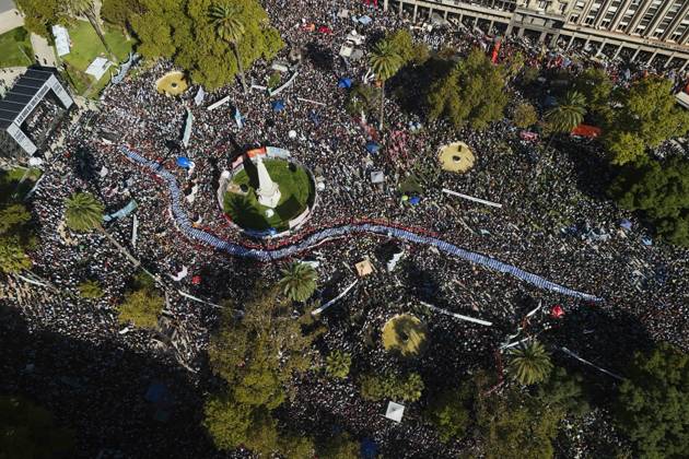 March 24, 2026, Buenos Aires, Buenos Aires, Argentina: A drone view a demonstration to mark the 50th anniversary of Argentina s 1976 military coup, at Plaza de Mayo square. Buenos Aires Argentina  - ZUMAb292 20260324_znp_b292_002 Copyright: xMatiasxBagliettox