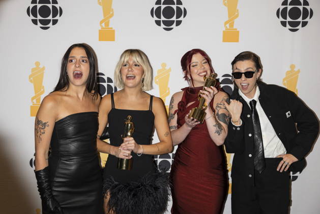 March 28, 2026, Hamilton, On, Canada: The Beaches pose for photos after winning Group of the Year during the 2026 Juno Awards Gala in Hamilton, Saturday, March 28, 2026. Hamilton Canada - ZUMAc35_ 20260328_zaf_c35_228 Copyright: xNickxIwanyshynx