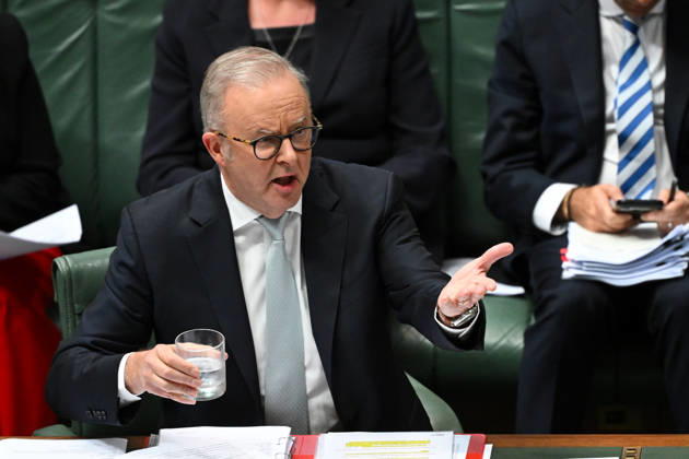 QUESTION TIME, Australian Prime Minister Anthony Albanese reacts during Question Time in the House of Representatives at Parliament House in Canberra, Wednesday, April 1, 2026. ( NO ARCHIVING CANBERRA AUSTRALIAN CAPITAL TERRITORY AUSTRALIA Copyright: xLUKASxCOCHx 20260401143794018975