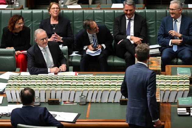 QUESTION TIME, Australian Prime Minister Anthony Albanese reacts during Question Time in the House of Representatives at Parliament House in Canberra, Wednesday, April 1, 2026. ( NO ARCHIVING CANBERRA AUSTRALIAN CAPITAL TERRITORY AUSTRALIA Copyright: xLUKASxCOCHx 20260401183148502820