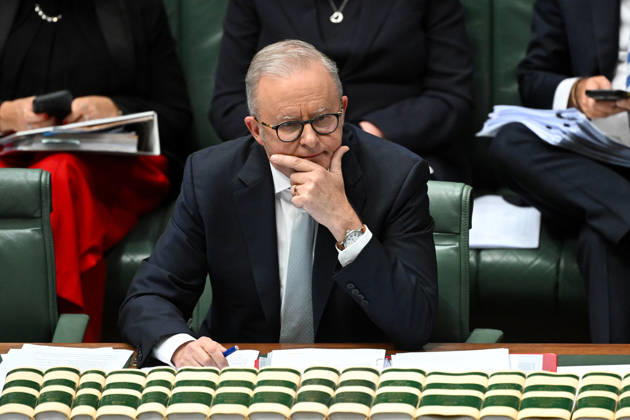 QUESTION TIME, Australian Prime Minister Anthony Albanese reacts during Question Time in the House of Representatives at Parliament House in Canberra, Wednesday, April 1, 2026. ( NO ARCHIVING CANBERRA AUSTRALIAN CAPITAL TERRITORY AUSTRALIA Copyright: xLUKASxCOCHx 20260401148460143991