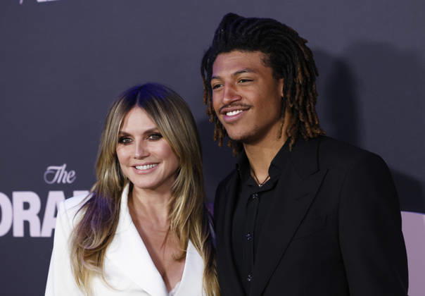 Heidi Klum and Henry Samuel arrive on the red carpet at the premiere of A24 s The Drama at Regal Union Square on Thursday, April 2, 2026 in New York City.  NYP20260402145 JOHNxANGELILLO