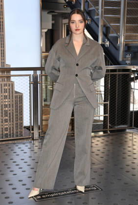 NEW YORK, NY- APRIL 7: Lucy Halliday pictured as the cast of Hulu™s The Testaments to Visit the Empire State Building Ahead of April 8 Premiere on April 7, 2026 in New York City. Copyright: xmpi099 MediaPunchx