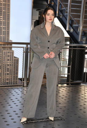 NEW YORK, NY APRIL 7 Lucy Halliday pictured as the cast of Hulus The Testaments to Visit the Empire State Building Ahead of April 8 Premiere on April 7, 2026 in New York City Credit John Fycke AdMedia 454822 2026 04 07 New York New York City  Copyright: xAdMediax STAR_454822_014