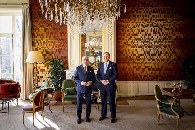 09-04-2026 HtB King Willem-Alexander during a meetiing with President Alar Karis of Estonia at palace Huis ten Bosch in The Hague. Â Copyright: xPPEx