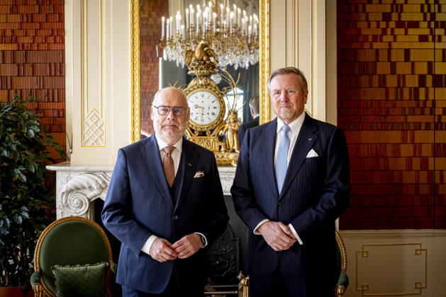09-04-2026 HtB King Willem-Alexander during a meetiing with President Alar Karis of Estonia at palace Huis ten Bosch in The Hague. Â Copyright: xPPEx