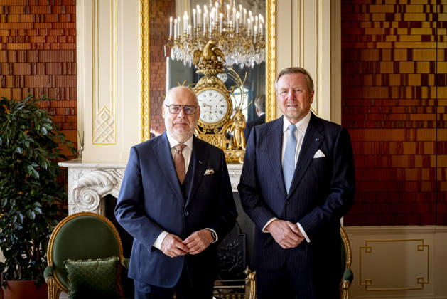 09-04-2026 HtB King Willem-Alexander during a meetiing with President Alar Karis of Estonia at palace Huis ten Bosch in The Hague. Â Copyright: xPPEx