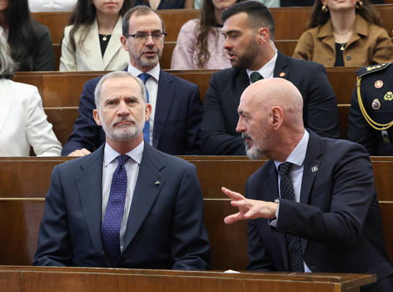 The King defends international law against the use of force before university students King Felipe VI i , accompanied by the rector of the Complutense University of Madrid, Joaquín Goyache d , presides over the commemoration of the 60th anniversary of the International Covenant on Civil and Political Rights and the International Covenant on Economic, Social and Cultural Rights, The two covenants were adopted by the United Nations General Assembly on December 16, 1966 and entered into force on January 3, 1976 Together with the Universal Declaration of Human Rights, they comprise what jurists consider the International Bill of Human Rights 09 APRIL 2026 Marta Ferná Madrid Madrid Espana Copyright: xMartaxFernandezx 7425688