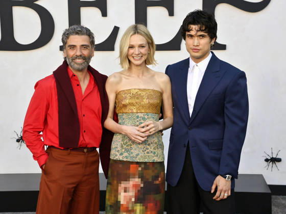 Cast members Oscar Isaac, Carey Mulligan and Charles Melton (L-R) attend Netflix s dark comedy TV series Beef at the Egyptian Theatre in the Hollywood section of Los Angeles on Wednesday, April 8, 2026. Storyline: Road rage ensues after a parking-lot incident, resulting in a bitter feud between the two antagonists. The vendetta between them and the lengths they ll go to in order to wreak revenge on each other spirals out of control, jeopardizing everything and everyone in their lives. Quality Repeat LAP2026040907 JIMxRUYMEN