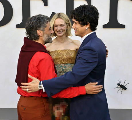 Cast members Oscar Isaac, Carey Mulligan and Charles Melton (L-R) attend Netflix s dark comedy TV series Beef at the Egyptian Theatre in the Hollywood section of Los Angeles on Wednesday, April 8, 2026. Storyline: Road rage ensues after a parking-lot incident, resulting in a bitter feud between the two antagonists. The vendetta between them and the lengths they ll go to in order to wreak revenge on each other spirals out of control, jeopardizing everything and everyone in their lives. Quality Repeat LAP2026040914 JIMxRUYMEN