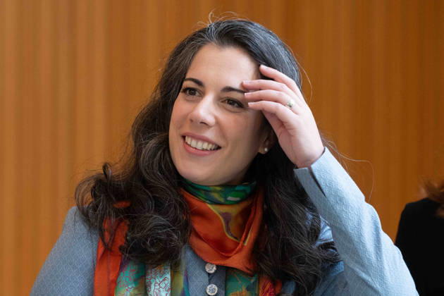 Marie JACQUOT, Musikerin, Chefdirigentin WDR Sinfonieorchester, Portraet, Portrait, Porträt, Einzelbild, angeschnittenes Einzelmotiv, Pressekonferenz anlaesslich der Vorstellung der neuen Chefdirigentin des WDR Sinfonieorchesters, beim WDR in Koeln am 10.04.2026,