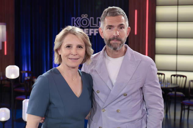 Susan Link und Micky Beisenherz bei der Aufzeichnung der WDR-Talkshow Kölner Treff im WDR Studio BS 3. Köln, 10.04.2026