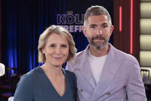 Susan Link und Micky Beisenherz bei der Aufzeichnung der WDR-Talkshow Kölner Treff im WDR Studio BS 3. Köln, 10.04.2026