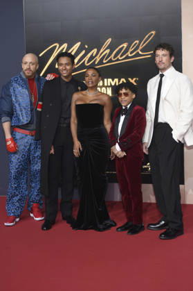 KeiLyn Durrel Jones, Jaafar Jackson, Nia Long, Juliano Krue Valdi und Miles Teller bei der Premiere des Kinofilms Michael in der Uber Eats Music Hall. Berlin, 10.04.2026