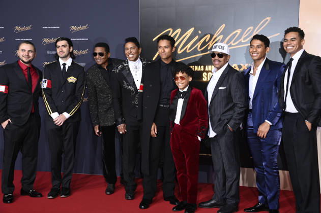 Prince Jackson, Bigi Jackson, Jackie Jackson, Jermaine Jackson, Jaafar Jackson, Juliano Krue Valdi, Marlon Jackson, Jermajesty Jackson und Randy Jackson Jr. bei der Premiere des Kinofilms Michael in der Uber Eats Music Hall. Berlin, 10.04.2026