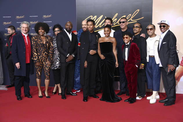 Bill Corso, Carla Farmer, Marci Rodgers, Antoine Fuqua, KeiLyn Durrel Jones, Jaafar Jackson, Nia Long, Miles Teller, Graham King, Juliano Krue Valdi, Rich & Tone Talauega und Marlon Jackson bei der Premiere des Kinofilms Michael in der Uber Eats Music Hall. Berlin, 10.04.2026