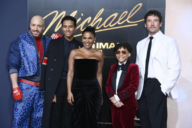 KeiLyn Durrel Jones, Jaafar Jackson, Nia Long, Juliano Krue Valdi und Miles Teller bei der Premiere des Kinofilms Michael in der Uber Eats Music Hall. Berlin, 10.04.2026