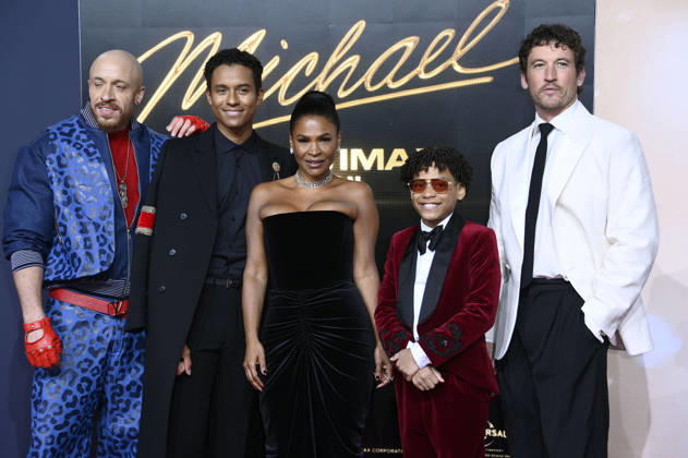 KeiLyn Durrel Jones, Jaafar Jackson, Nia Long, Juliano Krue Valdi und Miles Teller bei der Premiere des Kinofilms Michael in der Uber Eats Music Hall. Berlin, 10.04.2026