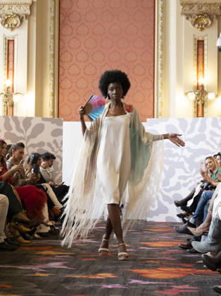April 11, 2026, Madrid, Madrid, Spain: MADRID, SPAIN - APRIL 11: A model showcases a creation by MANUELA MASAGO during the Pasarela EspaoÂ±ola LimeLife at Casino Gran Via on April 11, 2026 in Madrid, Spain. Madrid Spain  - ZUMAh199 20260411_zip_h199_013 Copyright: xAaronxHerediax
