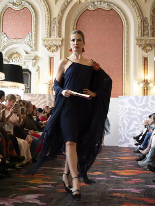 April 11, 2026, Madrid, Madrid, Spain: MADRID, SPAIN - APRIL 11: A model showcases a creation by MANUELA MASAGO during the Pasarela EspaoÂ±ola LimeLife at Casino Gran Via on April 11, 2026 in Madrid, Spain. Madrid Spain  - ZUMAh199 20260411_zip_h199_014 Copyright: xAaronxHerediax