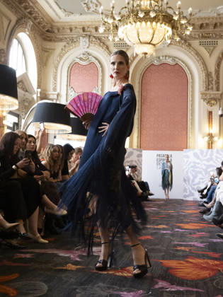 April 11, 2026, Madrid, Madrid, Spain: MADRID, SPAIN - APRIL 11: A model showcases a creation by MANUELA MASAGO during the Pasarela EspaoÂ±ola LimeLife at Casino Gran Via on April 11, 2026 in Madrid, Spain. Madrid Spain  - ZUMAh199 20260411_zip_h199_015 Copyright: xAaronxHerediax