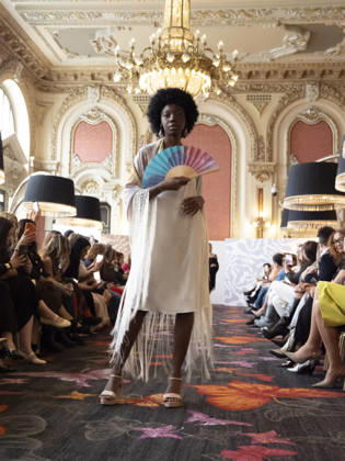 April 11, 2026, Madrid, Madrid, Spain: MADRID, SPAIN - APRIL 11: A model showcases a creation by MANUELA MASAGO during the Pasarela EspaoÂ±ola LimeLife at Casino Gran Via on April 11, 2026 in Madrid, Spain. Madrid Spain  - ZUMAh199 20260411_zip_h199_008 Copyright: xAaronxHerediax