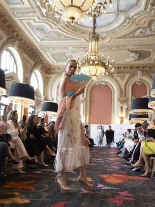 April 11, 2026, Madrid, Madrid, Spain: MADRID, SPAIN - APRIL 11: A model showcases a creation by MANUELA MASAGO during the Pasarela EspaoÂ±ola LimeLife at Casino Gran Via on April 11, 2026 in Madrid, Spain. Madrid Spain  - ZUMAh199 20260411_zip_h199_009 Copyright: xAaronxHerediax