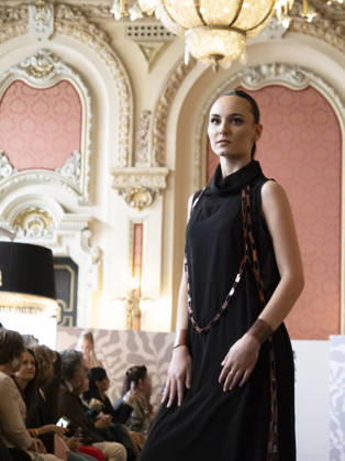 April 11, 2026, Madrid, Madrid, Spain: MADRID, SPAIN - APRIL 11: A model showcases a creation by GIMENA CARAM during the Pasarela EspaoÂ±ola LimeLife at Casino Gran Via on April 11, 2026 in Madrid, Spain Madrid Spain  - ZUMAh199 20260411_zip_h199_010 Copyright: xAaronxHerediax