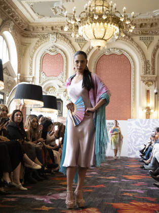 April 11, 2026, Madrid, Madrid, Spain: MADRID, SPAIN - APRIL 11: A model showcases a creation by MANUELA MASAGO during the Pasarela EspaoÂ±ola LimeLife at Casino Gran Via on April 11, 2026 in Madrid, Spain. Madrid Spain - ZUMAh199 20260411_zip_h199_012 Copyright: xAaronxHerediax