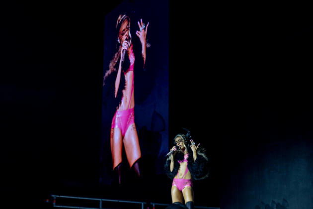 Bad Gyal performs at the Movistar Arena The singer Bad Gyal during her concert at the Movistar Arena, on April 11, 2026, in Madrid Spain The Spanish artist, a reference of dancehall, reggaeton and trap, performs in her Tour 2026 the songs of her second studio album, which includes singles like Da me and Última noche 11 APRIL 2026 MUSIC CONCERT SINGER SINGER Madrid Madrid Madrid Spain  Copyright: xRicardoxRubiox 7432294
