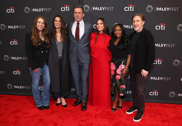 Ali Woodruff, Amanda Peet, Jon Hamm, Olivia Munn, Rita Cooper Lee and Jonathan Tropper At Apple TV s Your Friends & Neighbors screening at PaleyFest LA at the Dolby Theatre in Hollywood, California on April 11, 2026. Copyright: xAdMedia MediaPunchx