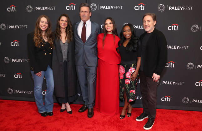 Ali Woodruff, Amanda Peet, Jon Hamm, Olivia Munn, Rita Cooper Lee and Jonathan Tropper At Apple TV s Your Friends & Neighbors screening at PaleyFest LA at the Dolby Theatre in Hollywood, California on April 11, 2026. Copyright: xAdMedia MediaPunchx