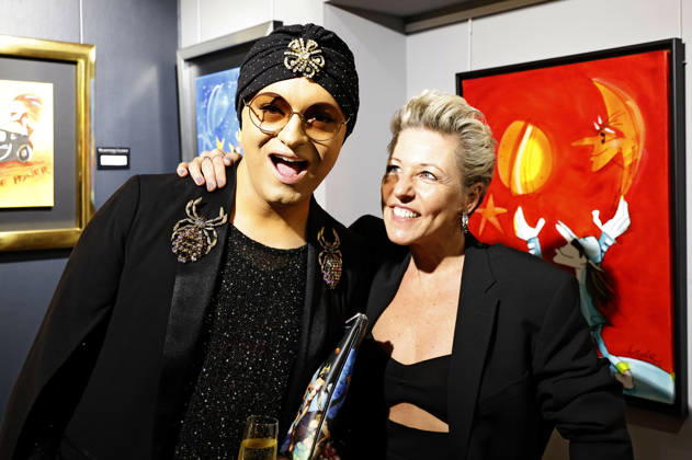 Julian F.M. Stoeckel und Alexandra Hofmann bei der Eröffnung der Ausstellung Keine Panik in Werl - Das Udo Lindenberg Universum in den Walentowski Galerien. Werl, 11.04.2026