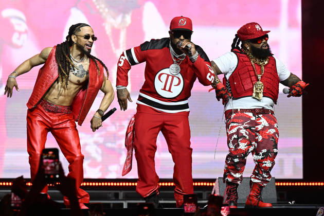 SUNRISE FL - APRIL11: Marcus Pleasure P Cooper, Spectacular Smith and Diamond Baby Blue Smith of Pretty Ricky perform during Boys 4 Life Tour at The Amerant Bank Arena on April 11, 2026 in Sunrise, Florida. Copyright: xmpi04 MediaPunchx