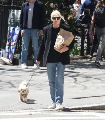 Ellen Barkin walking her dog and stopping to buy bread from a street vendor in the West Village Featuring: Ellen Barkin Where: New York City, New York, United States When: 11 Apr 2026 Credit: Rob Davis INSTARimages EDITORIAL USE ONLY. NOT FOR USE BY NEWSPAPERS BASED IN THE UK. Copyright: xx instar55611818