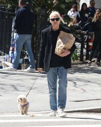 Ellen Barkin walking her dog and stopping to buy bread from a street vendor in the West Village Featuring: Ellen Barkin Where: New York City, New York, United States When: 11 Apr 2026 Credit: Rob Davis INSTARimages EDITORIAL USE ONLY. NOT FOR USE BY NEWSPAPERS BASED IN THE UK. Copyright: xx instar55611819