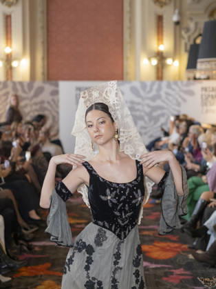April 12, 2026, Madrid, Madrid, Spain: MADRID, SPAIN - APRIL 12: A model showcases a creation by TRADICIONES ISABELA during the Pasarela EspaoÂ±ola LimeLife at Casino Gran Via on April 12, 2026 in Madrid, Spain. Madrid Spain - ZUMAh199 20260412_zip_h199_010 Copyright: xAaronxHerediax