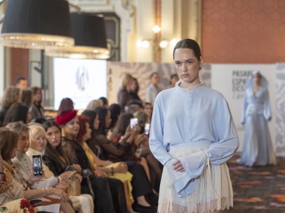 April 12, 2026, Madrid, Madrid, Spain: MADRID, SPAIN - APRIL 12: A model showcases a creation by MODA DE NATA during the Pasarela EspaoÂ±ola LimeLife at Casino Gran Via on April 12, 2026 in Madrid, Spain. Madrid Spain  - ZUMAh199 20260412_zip_h199_005 Copyright: xAaronxHerediax