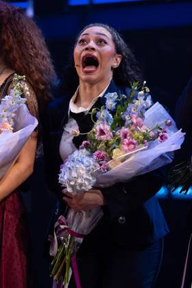 Kristina Leopold on stage for TITANIQUE Opening Night on Broadway Curtain Call, St. James Theatre, New York, NY, April 12, 2026. Photo By: Simon Lindenblatt Everett Collection TITANIQUE Opening Night on Broadway Curtain Call PUBLICATIONXNOTxINxCANxCHNxFRAxITAxJPNxNORxPOLxRUSxESPxUKxUSA