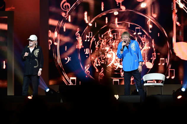 Karl-Heinz Ulrich und Bernd Ulrich von Die Amigos live bei einem Konzert der erLebe jetzt! -Tour in der Messe- & Veranstaltungshalle. Löbau, 12.04.2026